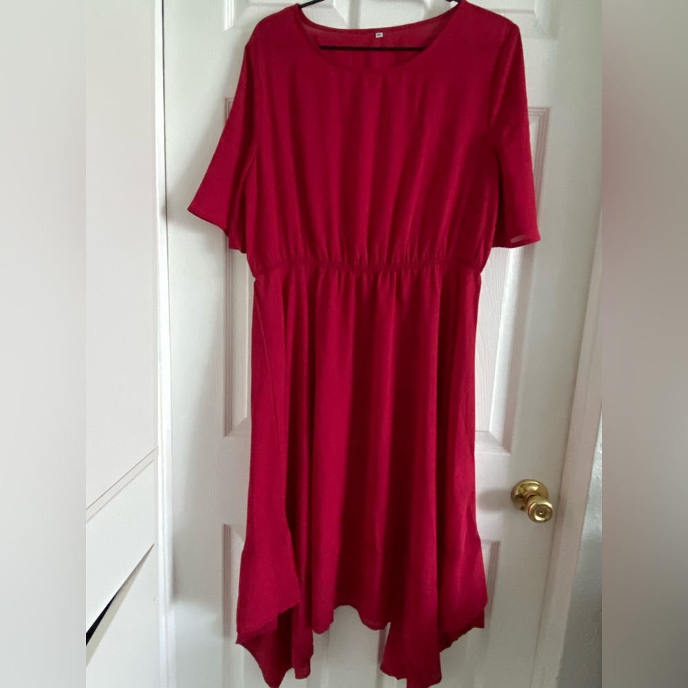 Sheer Sheer Short Sleeve Irregular Hem Flowy Sundress